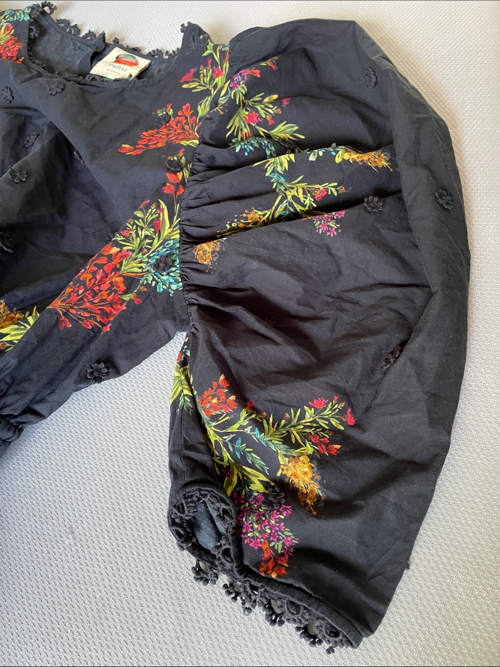 FARM Rio Black Louise Floral Cotton Mini Dress Size XL - Picture 10 of 12